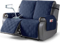 TAOCOCO 100% Waterproof Oversized Loveseat Recliner Cover, Non Slip Split Couch Covers for Reclining Loveseat with Elastic Straps for Kids Pets(Oversized 2 Seater, Navy Blue)