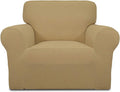 Easy-Going Stretch Chair Sofa Slipcover 1-Piece Couch Sofa Cover Furniture Protector Soft with Elastic Bottom for Kids, Pet. Spandex Jacquard Fabric Small Checks (Chair, Golden)