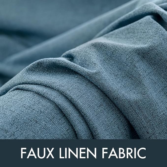 MIULEE Linen Texture Curtains for Bedroom Solid Blackout Thermal Insulated Dusty Blue Curtains Grommet Room Darkening Draperies for Living Room Nursery 52x120 Inch (2 Panels)
