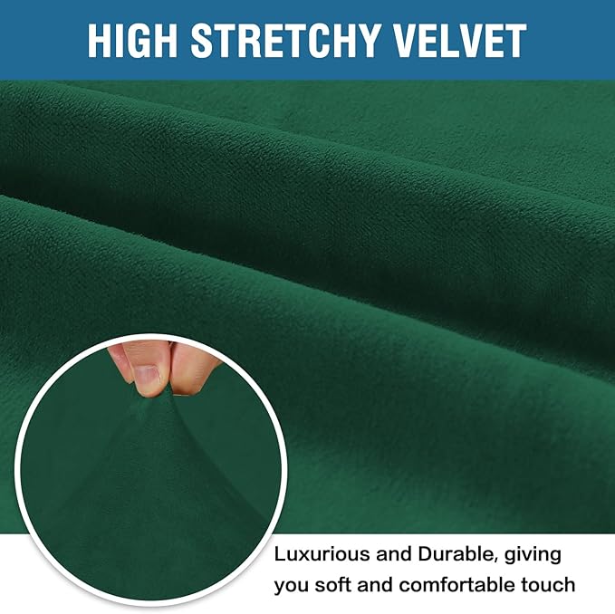 H.VERSAILTEX Stretch Velvet Armchair Cover Couch Covers 1 Cushion Chair Slipcover for Living Room Furniture Cover Crafted from Thick Comfy Rich Velour (Chair 31"-49", Christmas Green)