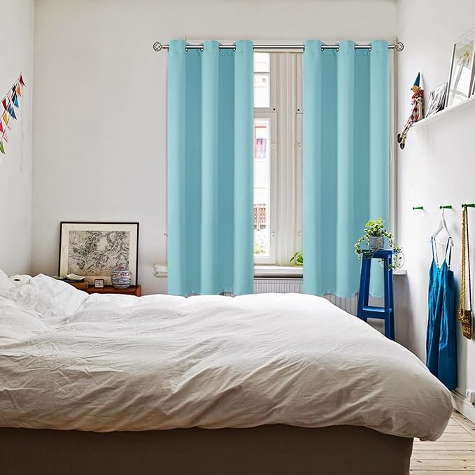 BGment Blackout Curtains - Grommet Thermal Insulated Room Darkening Bedroom and Living Room Curtains, Set of 2 Panels (46 x 63 Inch, Baby Blue)