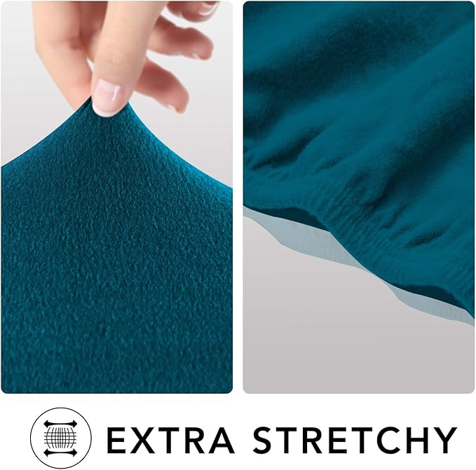 PureFit Super Stretch Recliner Sofa Slipcover with Pocket – Spandex Non Slip Soft Couch Sofa Cover, Washable Furniture Protector with Elastic Bottom for Kids, Pets （Recliner, Peacock Blue）