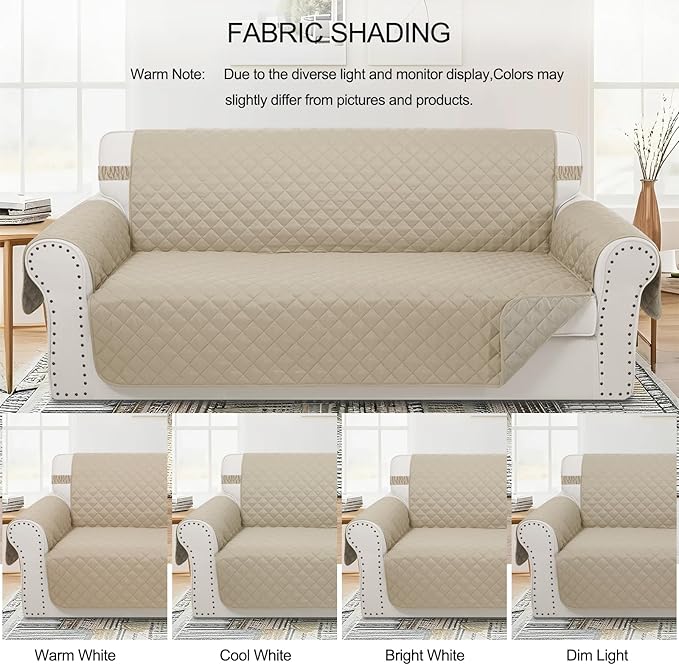 Reversible Oversized Sofa Covers Couch Cover Furniture Protector for Dogs Elastic Straps Water Resistant(XLSofa,Sand/Beige)