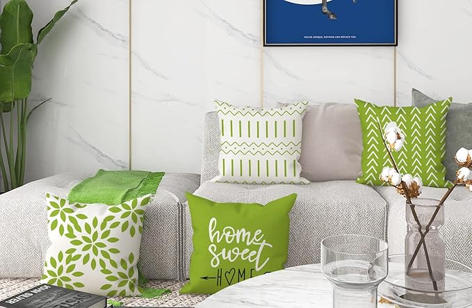 YCOLL Pillow Covers 18x18 Set of 4, Modern Sofa Throw Pillow Cover, Decorative Outdoor Linen Fabric Pillow Case for Couch Bed Car, Sage Green