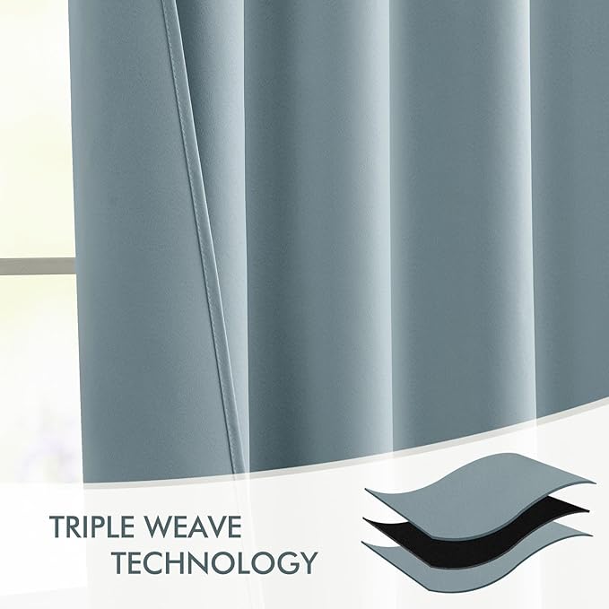MIULEE Slate Blue Back Tab Blackout Curtains 72 Inches Long 2 Panels Set for Living Room Bedroom Privacy, Rod Pocket/Pinch Pleat Thermal Insulated Room Darkening Pleated Light Blocking Drapes