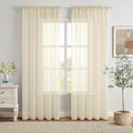 MIULEE Light Cream Sheer Curtains 96 inches Long Window Curtains 2 Panels Solid Color Elegant Window Voile Panels/Drapes/Treatment for Bedroom Living Room (54 X 96 Inches Light Cream)