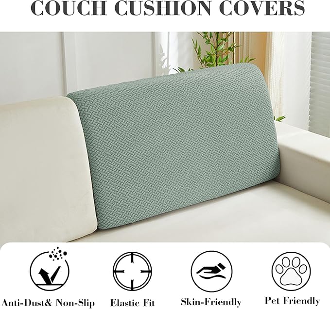 Sofa Covers Couch Covers for Sofa Pet Friendly Couch Cushion Covers Universal Sofa Covers Washable Stretch Slipcovers for Sectional Sofa (Texture Green,Back Cover L)