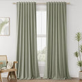 Guken Sage Green 100% Blackout Curtains 105 Inch Length 2 Panels Set for Living Room Bedroom Back Tab Thermal Insulated Black Out Linen Drapes Room Darkening Window Curtains