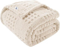 50x70 Inch Waffle Beige Throw Blanket -Fluffy Fleece, Neutral Tan Color, Cute & Aesthetic, Perfect for Sofa, Couch, Chair, Bed, Living Room & Bedroom, All-Season Use, Plush & Cozy Decorative Blanket