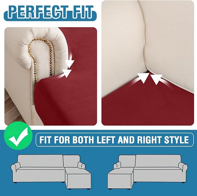 Couch Cover Stretch Velvet Sofa Cushion Cover 1-Piece - Elastic Washable Slipcover for Seat or Backrest, Couch Seat Covers for Sofas (Christmas Red)