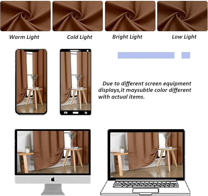 Simplebrand Ava Sun Baked Blackout Curtains for Bedroom 90 Inches Long 2 Panels Set, Solid Privacy Energy Saving Living Room Window Treatment Curtains Blackout Drapes, W40 x L90 Inch, Sun Baked