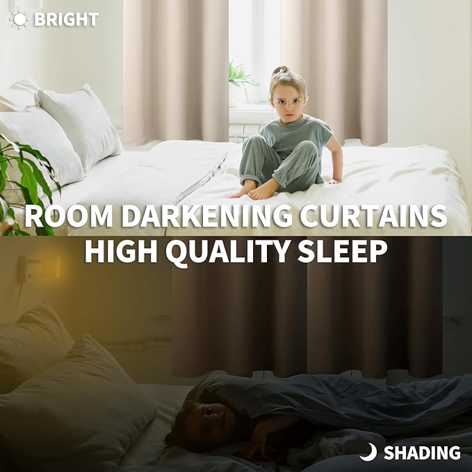 BGment Blackout Curtains - Grommet Thermal Insulated Room Darkening Bedroom and Living Room Curtains, Set of 2 Panels (55 x 69 Inch, Champagne)