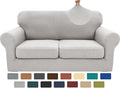 XINEAGE 2026 New 3 Pieces Couch Covers for 2 Cushion Sofa Super Stretch Loveseat Slipcover Pet Dog Universal Slip Cover Anti Slip Love Seat Furniture Protector (Silver Grey, 55"-69")
