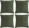 Fancy Homi 4 Packs Boho Olive Green Decorative Throw Pillow Covers 22x22 Inch for Couch Bed Sofa, Rustic Modern Farmhouse Home Decor, Soft Plush Corduroy Cute Square Cushion Case 55x55 cm