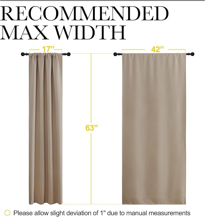 NICETOWN 2 Panels Blackout Curtains, Rod Pocket Thermal Insulated Curtains for Bedroom, Room Darkning Shading Blinds Modern Home Decoration for Living Room, Home Office, W42 x L63 in, Soft Taupe