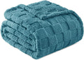 Exclusivo Mezcla Fleece Throw Blanket for Couch,Super Soft and Warm Lightweight Checkered Pattern Blanket for All Seasons, 50x60 Inches, Slate Blue