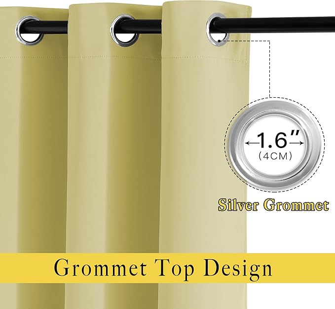 NICETOWN Living Room Window Curtain Drapes Extra Long & Wide - Living Room Panels Grommet Top Window Treatment for Hall & Guest Room (W80 x L108, Paler Yellow, 2 Pieces)