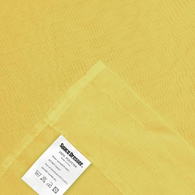 SpaceDresser Sheer Voile Window Treatment Rod Pocket Curtain Panels for Kitchen Bedroom Living Room Drapes Sunlight Filtering Privacy Semi Home Decor Assorted Colors Sizes (Yellow, 52 W x 84 L)