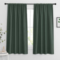 RYB HOME Blackout Curtains for Bedroom Living Room 63 inches Long, Thermal Insulated Privacy Rod Pocket Drapes for Nursery Office Home Theater, Width 42 by Length 63, Dark Green, 2 Panels