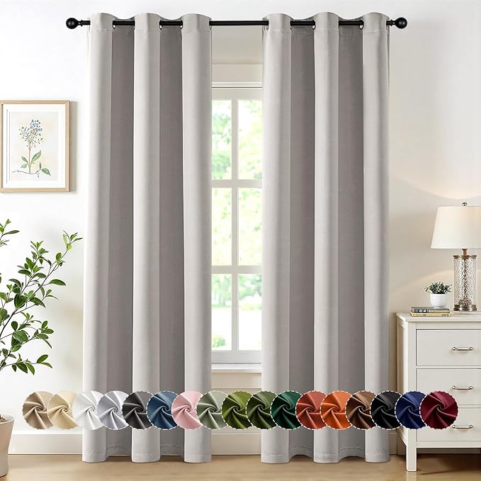 MIULEE Cobblestone Blackout Curtains for Bedroom Living Room 84 Inches Long 2 Panels, Thermal Insulated Room Darkening Drapes Solid Grommet Noise Reduction Light Blocking Window Treatments 40x84 inch