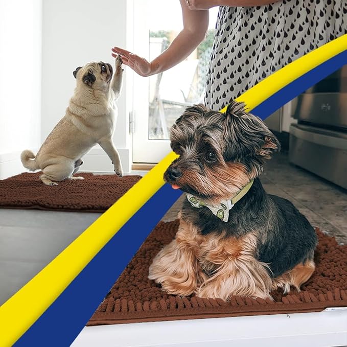Muddy Mat® | Super Absorbent Door Mat Indoor, Microfiber Quick Dry Chenille Entryway Rug, Non-Slip Front Door Mat, Indoor Mats for Entryway, Machine Washable Pet Rug, Brown XXL 60"X48"