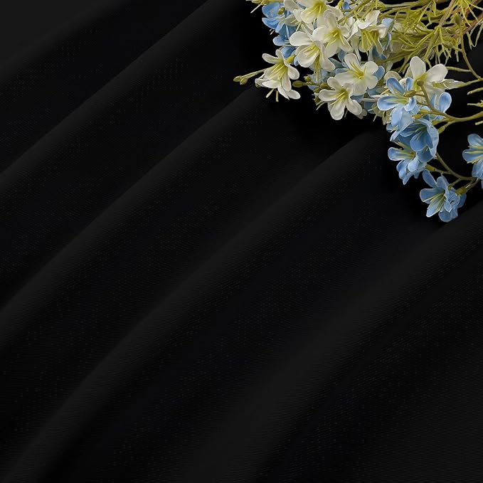 CUCRAF Black Blackout Curtains 45 inch Length 2 Panels Set, Rod Pocket Room Darkening Drapes for Bedroom Living Room, Insulated Thermal Light Blocking Window Curtain (W52 x L45 Inch)