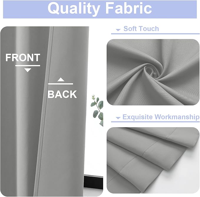 Simplebrand Ava Silver Grey Short 24 Inches Blackout Curtain 2 Panels Set, Half Window Rod Pocket Privacy Curtain Tiers for Kitchen, Curtains Blackout for Bathroom Shades, W30 x L24 Inch, Silver Grey