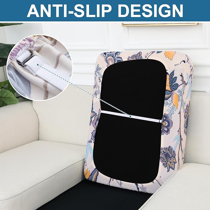 Smiry Printed Couch Cushion Covers, Stretch Soft Couch Covers for Sofa, Washable Non-Slip Sofa Slipcover Furniture Protector for Indoor and Outdoor (Large, Beige)