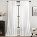 White Curtains 102 inches Long 2 Panels Back Tab Light Filtering Cotton Textured Curtain Modern Farmhouse Coastal Decor Off White Linen Drapes 102 inch Length for Patio Sliding Door Office Bedroom