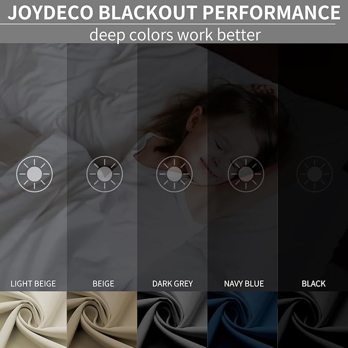 Joydeco Blackout Curtains 84 Inch Length 2 Panels Set, Thermal Insulated Long Curtains& Drapes 2 Burg, Room Darkening Drapes for Bedroom Living Room (Light Grey, W37 x L84 Inch)