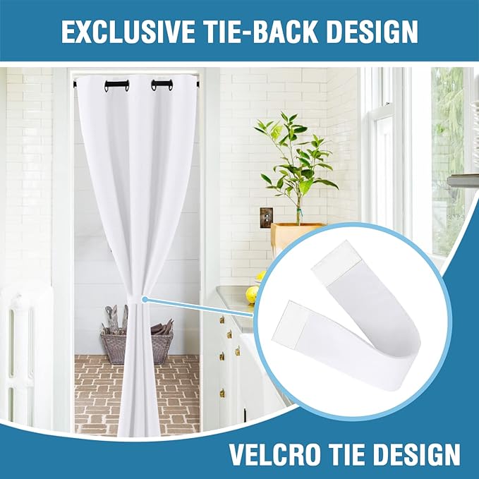 H.VERSAILTEX Doorway Curtain Blackout Closet Door Curtain Room Divider Window Treatment Curtain for Bedroom Thermal Insulated Privacy Drape Soundproof Grommet, 42 x 80 inches, 1 Panel, White