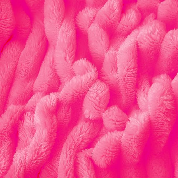 Valentines Day Decorations Hot Pink Fleece Throw Blanket 50”×60” for Couch Sofa,Cozy Plush Microfiber Flannel Blanket with Stripes Design Lightweight Gifts for Adults Woman Girls