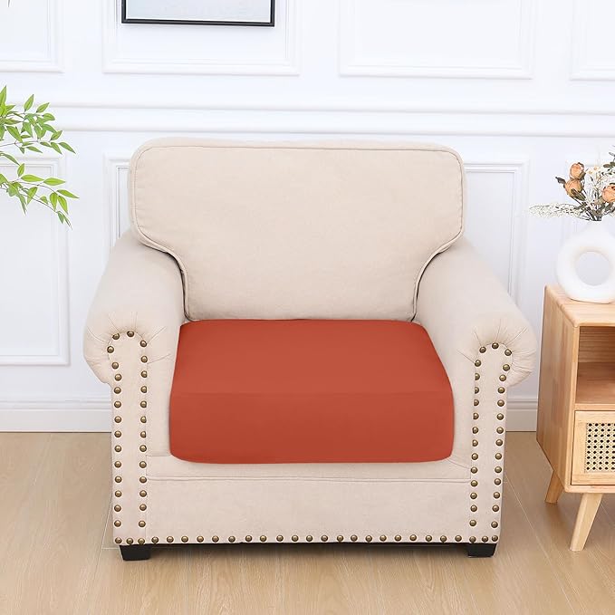 hyha Milk Silk Couch Cushion Covers, Soft Magic Sofa Covers Washable for Cushion Couch, Stretch Sectional Outdoor Cushion Covers for Patio Furniture with Elastic Bottom(Small, Rust)