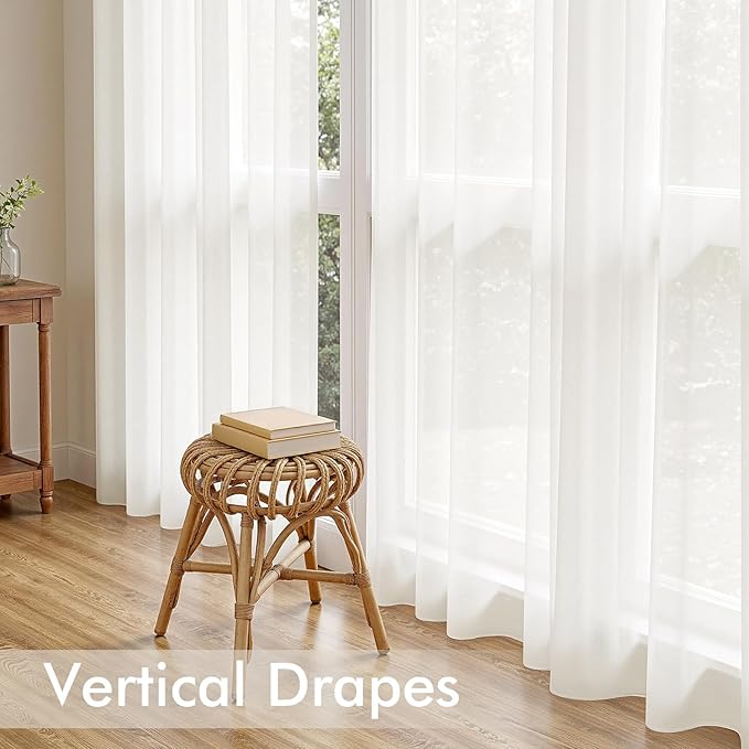MIULEE Ivory Sheer Curtains 63 Inches Long, 4 Panels Set, Light Filtering Rod Pocket Voile Drapes for Living Room and Bedroom, Airy Soft Fabric Window Treatments, 42 x 63 Inches