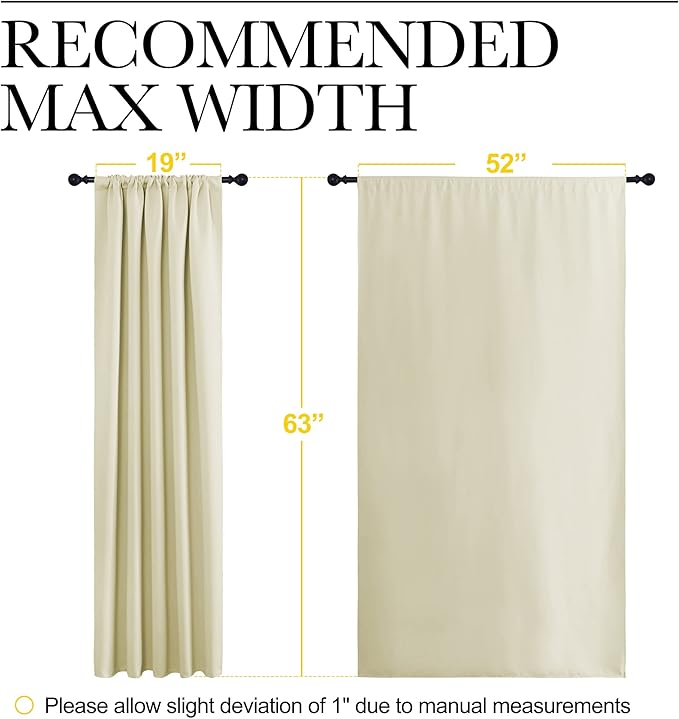 NICETOWN Blackout Curtains for Living Curtains, Room Darkening Curtains & Drapes for Kids Bedroom, Home Decoration Draperies (Beige, 52 in x 63 in (W x L), 2 PCs)