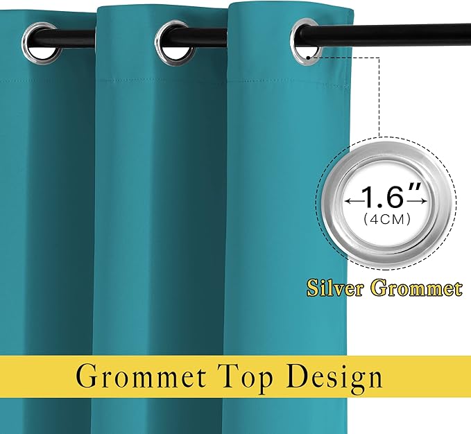 NICETOWN Blackout Curtains and Drapes for Living Room - Thermal Insulated Solid Grommet Top Blackout Panels/Draperies for Kid's Room/Bedroom (Peacock Teal, 1 Pair, 80 x 84 Inch)