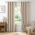 100% Blackout Shield Linen Blackout Curtains for Bedroom, Natural Flax Grommet Curtains for Living Room, Thermal Insulated Room Darkening Drapes for Nursery, Boho Home Decor, 50" W x 84" L, 2 Panels