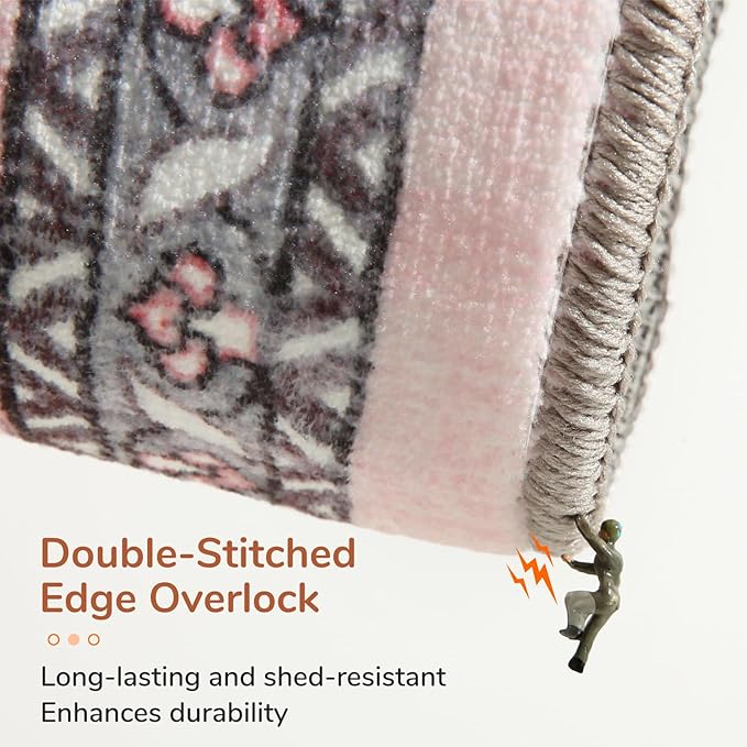 OPPODREAM Soft 10x14 Area Rugs, Washable Rugs 10x14 with Non Slip Backing, Low-Pile Faux Cashmere 10 x 14 Carpet, Pink & Cream