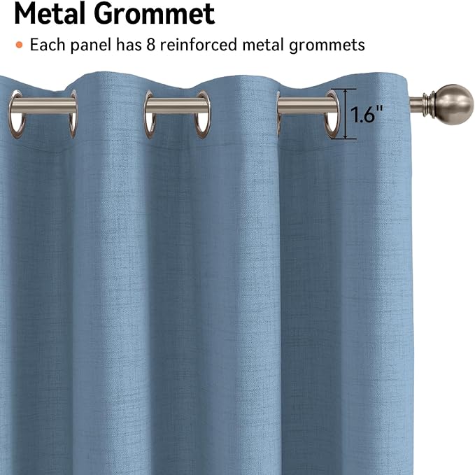 100% Blackout Shield Curtains, Blue, 50''W x 84''L, 2 Panels, Grommet Top, Thermal Insulated, Full Light Blackout, Living Room/Bedroom