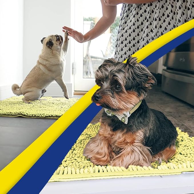 Muddy Mat® | Super Absorbent Door Mat Indoor, Microfiber Quick Dry Chenille Entryway Rug, Non-Slip Front Door Mat, Indoor Mats for Entryway, Machine Washable Pet Rug, Yellow 35"x60"