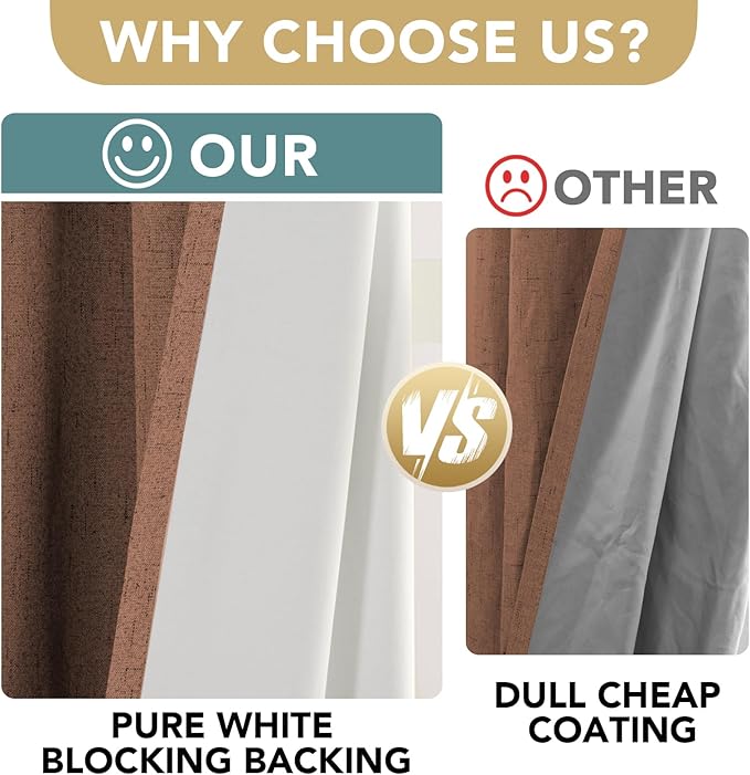 H.VERSAILTEX White Linen Blackout Curtains Durable Thick Textured Linen Look 100% Blackout Patio Door Curtain Anti Rust Grommet Extra Wide Sliding Door Curtain Panel, W100 x L108 inch, Washed Spice