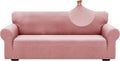 ZNSAYOTX 1 Piece Jacquard Couch Covers for 3 Cushion Couch Living Room High Stretch Sofa Cover Pets Dogs Friendly Anti Slip Thickened Slipcovers Furniture Protector (Large,New Pattern,Rose)