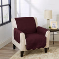 Great Bay Home Reversible Chair Cover - Washable Slipcover Furniture Protector with Elastic Straps - Perfect for Kids & Pets - Quilted & Stitched Detail (Wine/Light Gray)