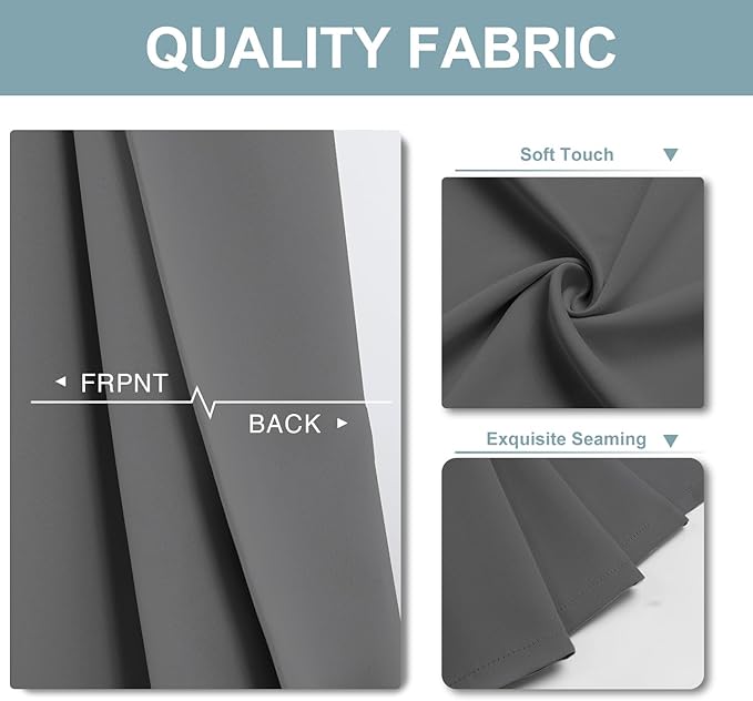 ChrisDowa Small Window Curtains 36 inches Long for Bedroom - Grommet Short Thermal Insulated Room Darkening Curtains for Kitchen (2 Panels, Grey, 52 x 36 Inch)