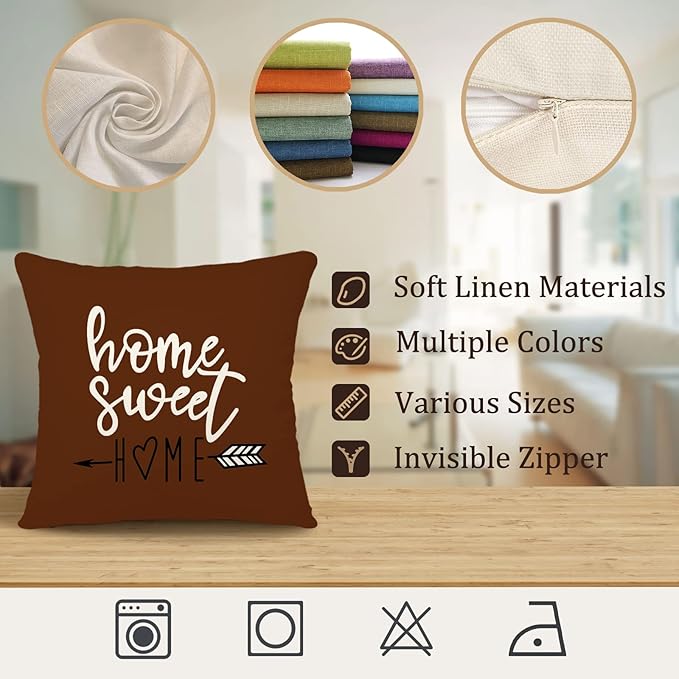 YCOLL Pillow Covers 18x18 Set of 4, Modern Sofa Throw Pillow Cover Decorative Linen Fabric Pillow Case for Couch Bed Car, Coffee