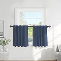Pony Dance Short Length Curtains for Kitchen, Solid Half Window Curtain Tiers for Bathroom Energy Saving Privacy Shade for RV Camper, 34x36 Inch, Blue Haze, 2 Panels