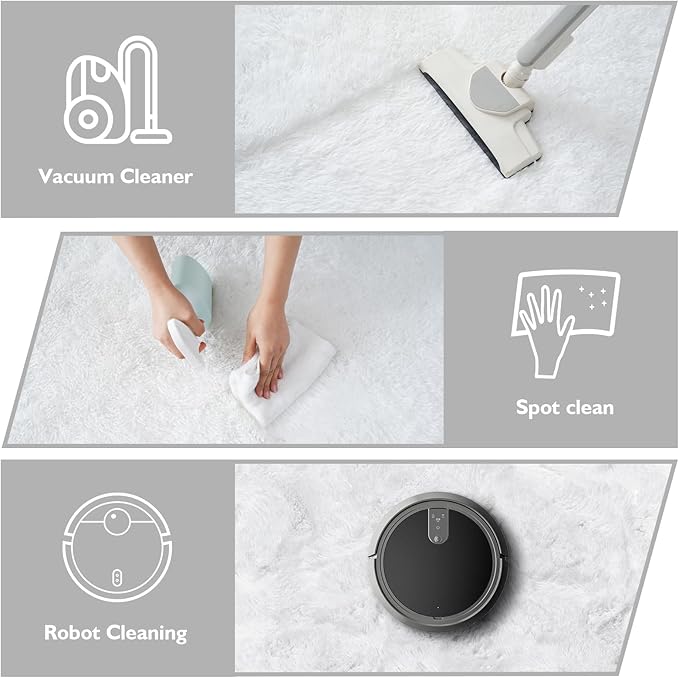 Shag Area Rug for Bedroom 4x6,White Fluffy Area Rugs for Living Room,Soft Fuzzy Rug Non-Shedding Indoor Plush Carpet for Kids Bedroom Nursery Dorm Home Decor