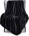 Exclusivo Mezcla Fleece Throw XL Blanket for Couch, Sofa, Super Soft and Warm Black Blankets, All Season, Cozy, Plush, Lightweight, 50x70 Inches
