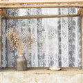 YJ YANJUN Vintage Lace Curtains Chic Floral White Short Sheer Bathroom Curtains for Small Window 2 Panels, Light Filtering Net Drapes for Bedroom, Laundry Room Light Filtering W52 X L45