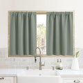 RYB HOME Blackout French Door Window Curtain Covering, Rod Pocket Thermal Insulated Privacy Non See Through Drapes for Bathroom Window, Width 29 by Length 45, Greyish Green, 2 Panels